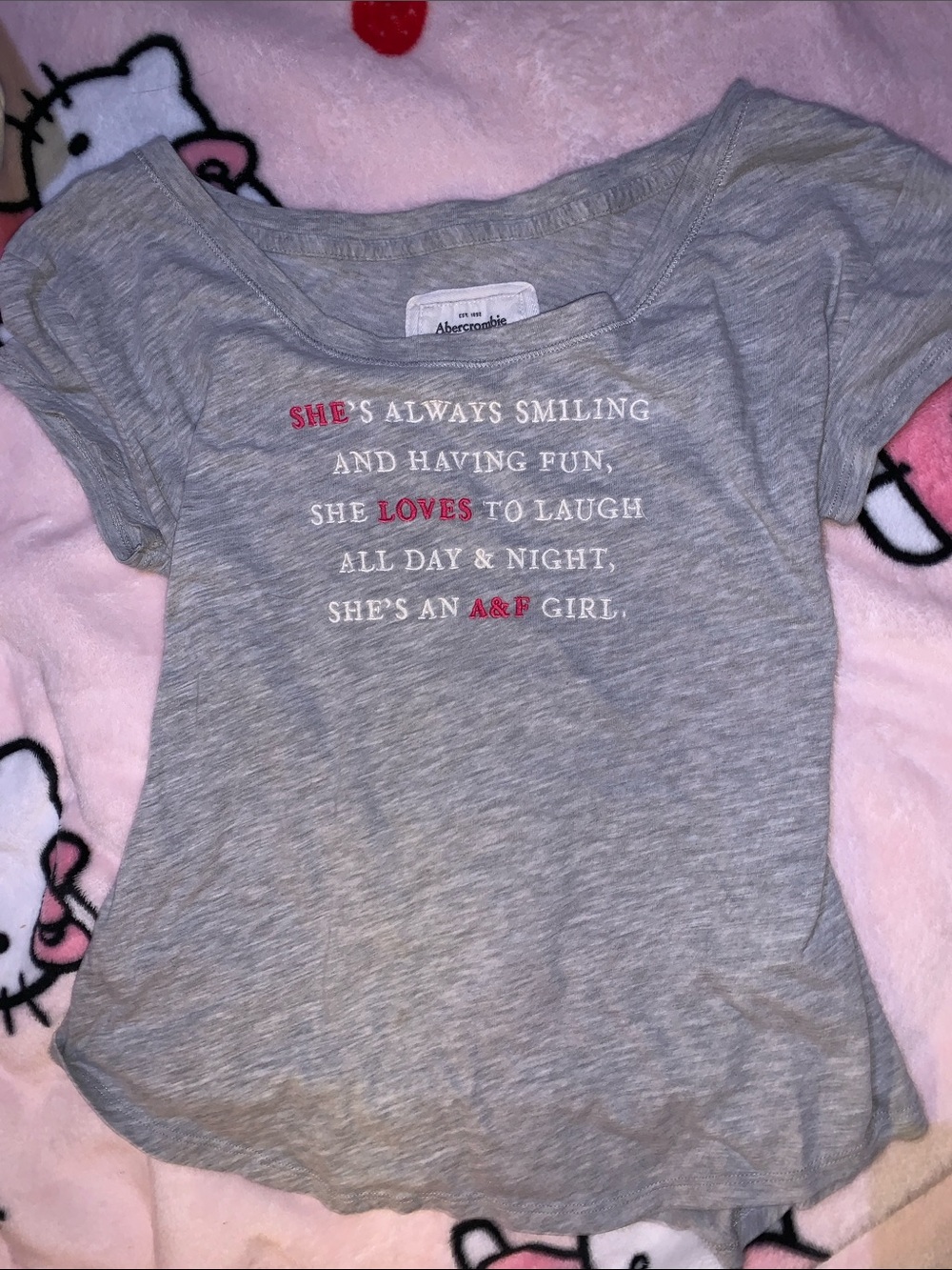 y2k Abercrombie oversized off shoulder tee with writing 🐆